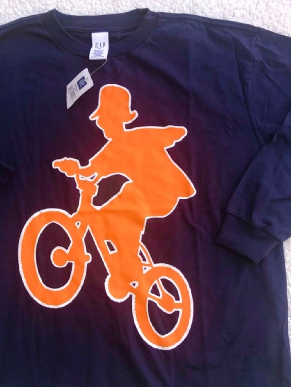 GAP kids tee long sleeve bike motocross print t-shirt active NWT 10 navy orange